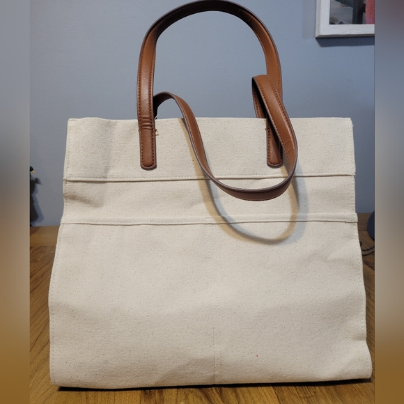 We are in this together canvas and faux leather tote - Picture 3 of 10